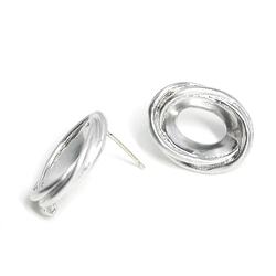 再次上架[1對] SV925壓印鐵芯！橢圓形Moebius啞光銀罐耳環和零件 第2張的照片