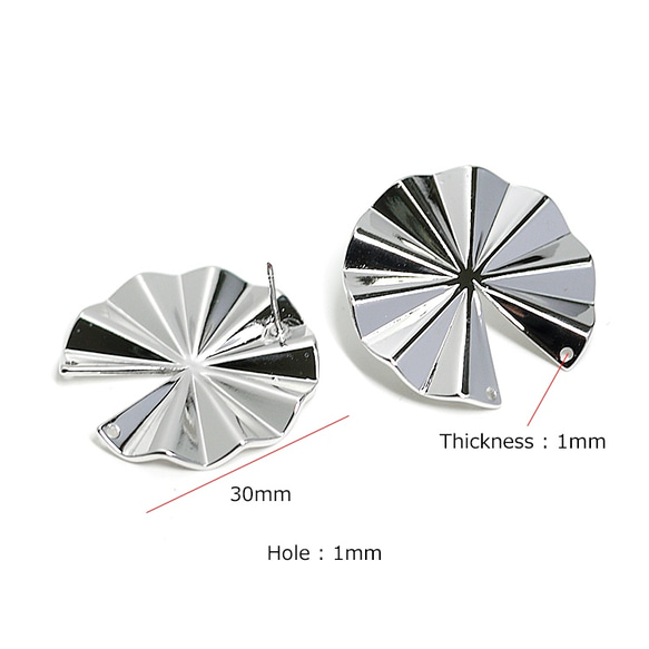 新作【1ペア】チタン芯！パーツを繋いで使う約30mm円形光沢シルバーピアス、パーツ 3枚目の画像