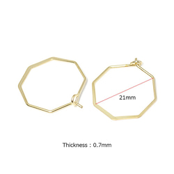 再次上架 [2 件] Matt Gold Sharp Hexagon Hexagon 耳環掛鉤、零件 第4張的照片