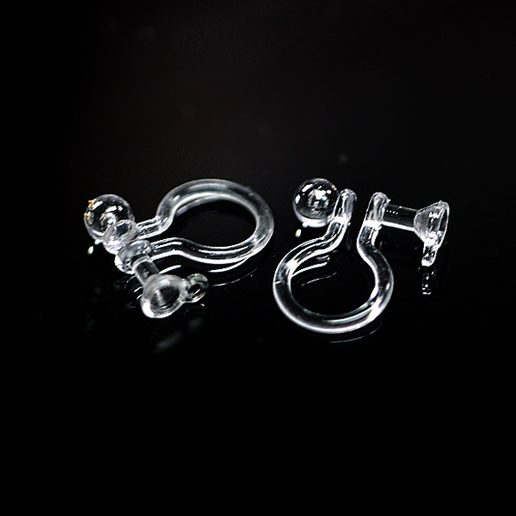 ebs24【20顆（10對）】無孔樹脂耳環帶圈耳環金屬防過敏 第2張的照片