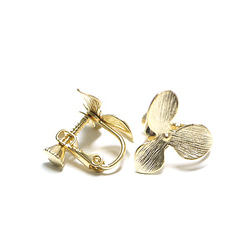 p2551-1【1對】花瓣花泥金螺絲彈簧耳環、零件 第1張的照片