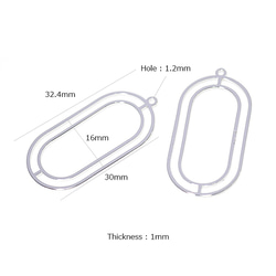 再次上架 [2 件] 亮銀色約 16 * 30 毫米橢圓形吊飾，零件 第3張的照片