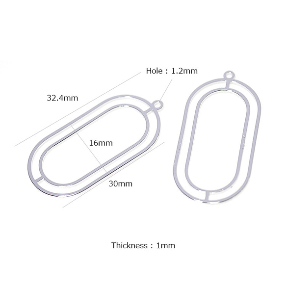 再次上架 [2 件] 亮銀色約 16 * 30 毫米橢圓形吊飾，零件 第3張的照片