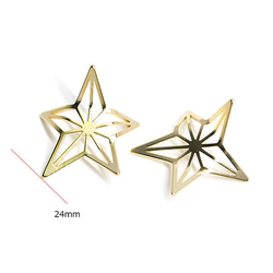 全新 [2 件] 3D Twinkle STAR Motif 啞光金吊飾，零件 第3張的照片