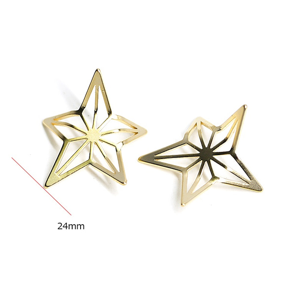 全新 [2 件] 3D Twinkle STAR Motif 啞光金吊飾，零件 第3張的照片