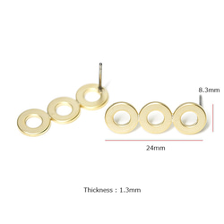 出售[1對]鈦芯！三圈瘋狂的金耳環，零件 第4張的照片