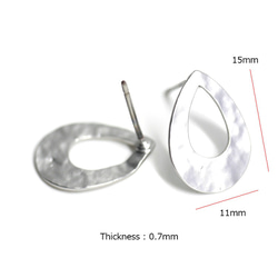 新[1對]鈦芯！水滴啞光銀色耳環，有不均勻感，零件 第3張的照片