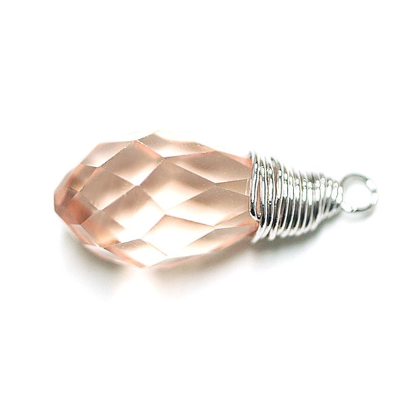 新品 [1 件] 捷克水晶珠子，淺粉色銀色吊飾，零件 第2張的照片
