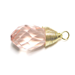 新品 [1 件] 捷克水晶珠子，淺粉色金色吊飾，零件 第2張的照片