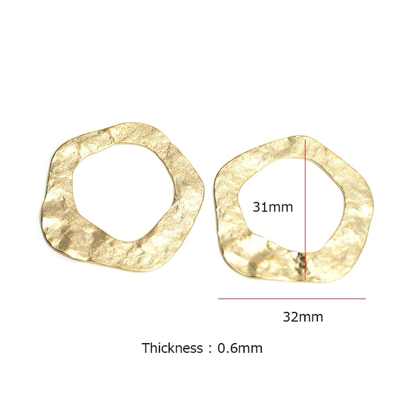 新作[2件]啞光金不規則不規則手工製作的感覺和不均勻圓形的魅力，零件 第3張的照片