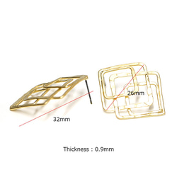 新作【1對】鈦芯！超大！重疊方形泥金耳環，零件 第4張的照片