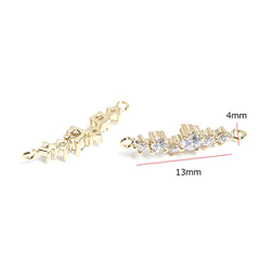 再販【1個】大きさ違いの6粒CZが煌めく繊細なゴールド両カンチャーム、コネクター NF 3枚目の画像