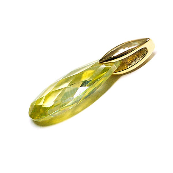 SALE [1 piece] Slim Drop橄欖石色立方氧化鋯金色魅力，零件 第2張的照片