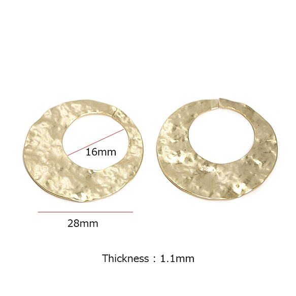 新作【2件】啞光金色不均勻圓圈魅力，配件 第3張的照片