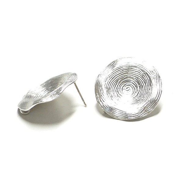 新作【1對】925郵票核心！ Uzumaki圓形泥銀銀色可以配銀色925芯耳環，配件 第2張的照片