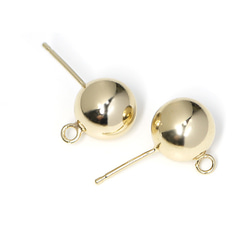 再次上架[1對] 925刻芯！ Circle Ball銀色925核心耳環，約8毫米光澤金色金屬罐，零件 第2張的照片