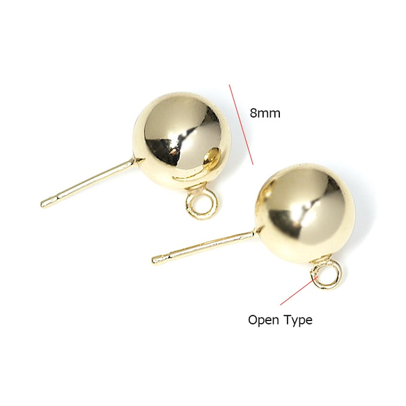 再次上架[1對] 925刻芯！ Circle Ball銀色925核心耳環，約8毫米光澤金色金屬罐，零件 第3張的照片