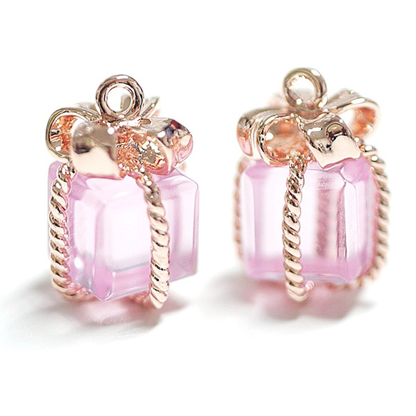 新品【2件】玻璃薰衣草色Petit Jewel盒粉紅金色魅力，配件 第2張的照片