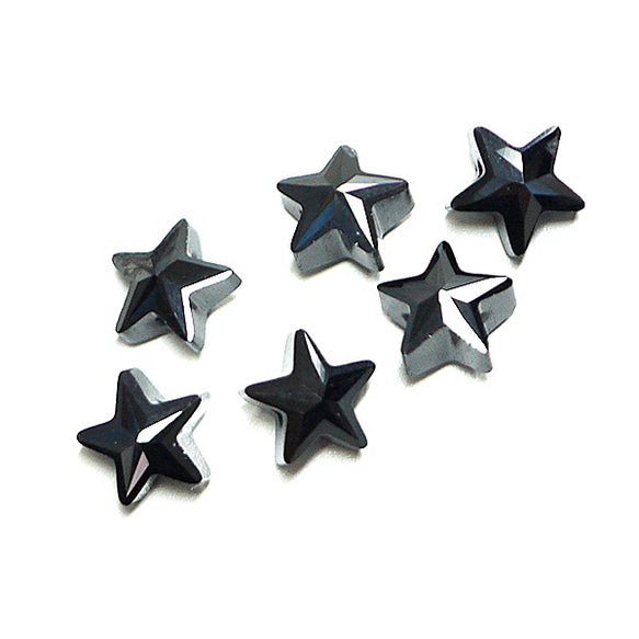 全新 [4 件] 瑪瑙黑瑪瑙黑色星形立方氧化鋯、珠子、零件 第4張的照片