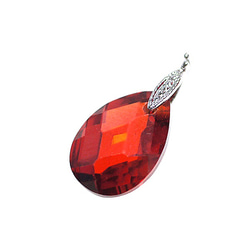 SALE【2件】紅色10mm Drop Shape CZ Silver Charm，零件 第1張的照片