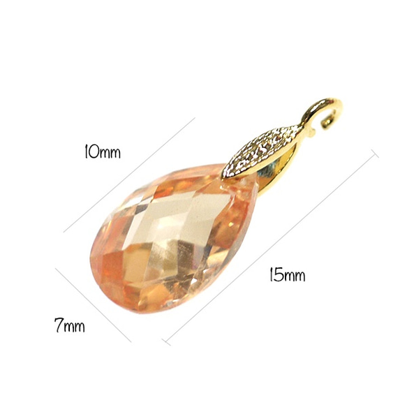 SALE【2件】紅色10mm Drop Shape CZ Silver Charm，零件 第3張的照片