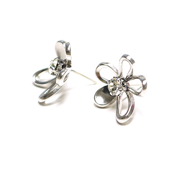 新作【1對】SV925核心！ Stone &amp; Flower Motif Mad Silver, Silver 925 C 第2張的照片