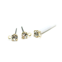gpt001【6件（3對）】鈦芯！ 4 毫米水晶色捷克石和金色耳環，附戒指、零件 第3張的照片