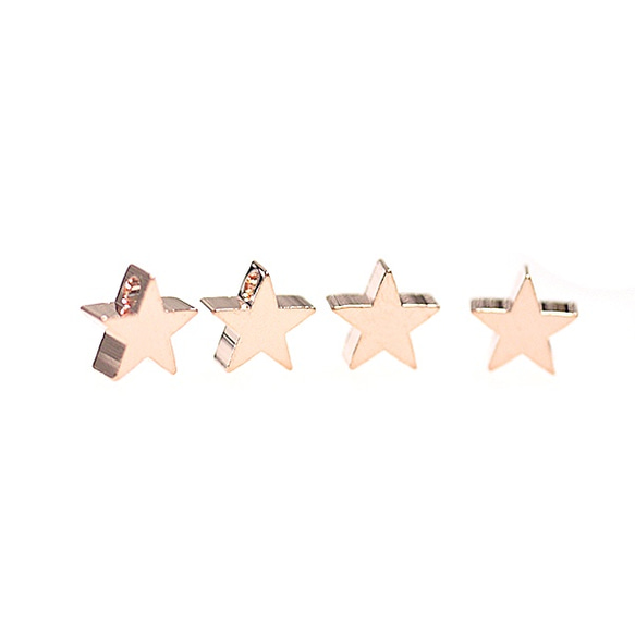新品【4件】滲透！ Petit STAR 星星圖案光澤粉紅金色吊飾，零件 第1張的照片