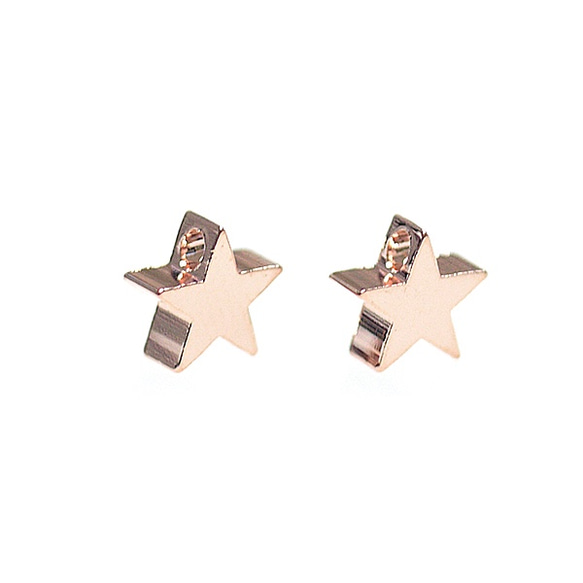 新品【4件】滲透！ Petit STAR 星星圖案光澤粉紅金色吊飾，零件 第2張的照片