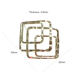 新作【1ペア】チタン芯！大ぶり！重なったスクエア形ゴールドピアス、パーツ 4枚目の画像