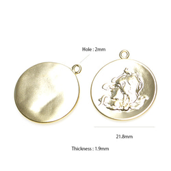 再次上架 [1 件] 女神維納斯復古硬幣啞光金吊墜，吊飾 第3張的照片