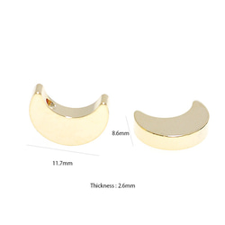 新作【4個入り】貫通！月 Moonモチーフ光沢ゴールドチャーム、コネクター 2枚目の画像