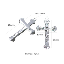 再次上架[2件]哥特式耶穌基督十字架銀吊飾，零件 第4張的照片