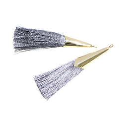 新品【2件】都市灰長線流蘇吊飾配簡約金帽 第3張的照片