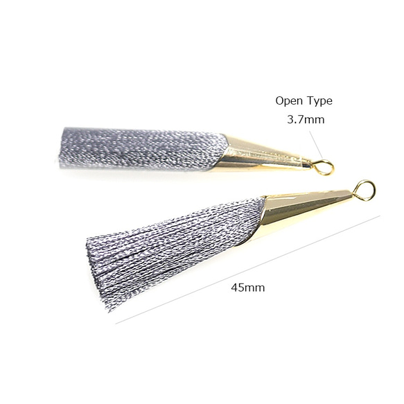 新品【2件】都市灰長線流蘇吊飾配簡約金帽 第4張的照片