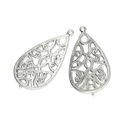 mc25 [2 件裝] 大號！ 37 毫米新藝術風格霧面銀色水滴連接器吊墜 第1張的照片