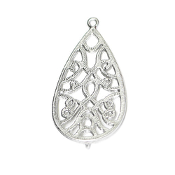 mc25 [2 件裝] 大號！ 37 毫米新藝術風格霧面銀色水滴連接器吊墜 第2張的照片