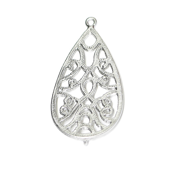 mc25 [2 件裝] 大號！ 37 毫米新藝術風格霧面銀色水滴連接器吊墜 第2張的照片