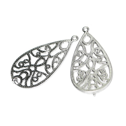 mc25 [2 件裝] 大號！ 37 毫米新藝術風格霧面銀色水滴連接器吊墜 第3張的照片