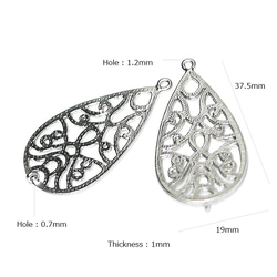 mc25 [2 件裝] 大號！ 37 毫米新藝術風格霧面銀色水滴連接器吊墜 第4張的照片