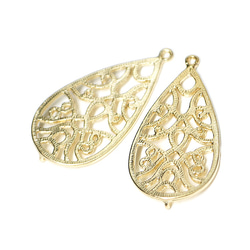 mc25/332 [2 件裝] 大號！ 37 毫米新藝術風格霧面金色水滴連接器吊墜 第1張的照片