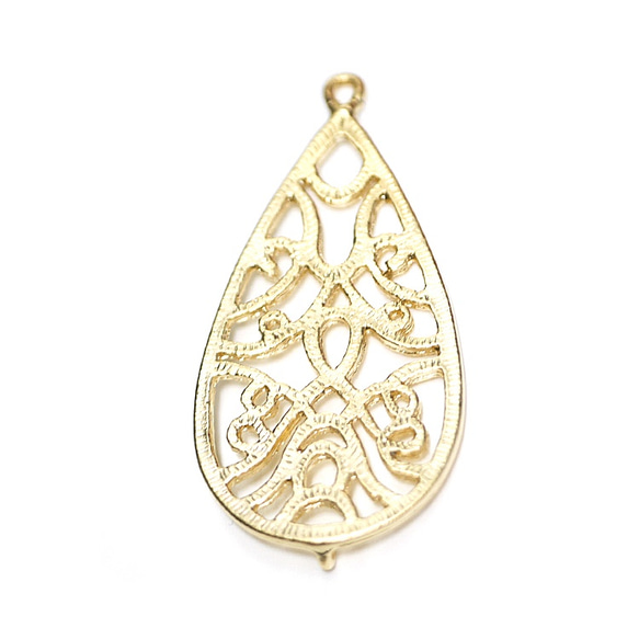 mc25/332 [2 件裝] 大號！ 37 毫米新藝術風格霧面金色水滴連接器吊墜 第2張的照片