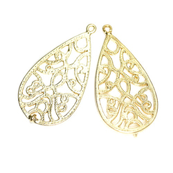 mc25/332 [2 件裝] 大號！ 37 毫米新藝術風格霧面金色水滴連接器吊墜 第3張的照片