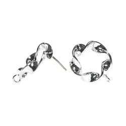 出售[1對]鈦芯！光滑銀耳環，飾有扭曲的Moebius圖案，零件 第1張的照片