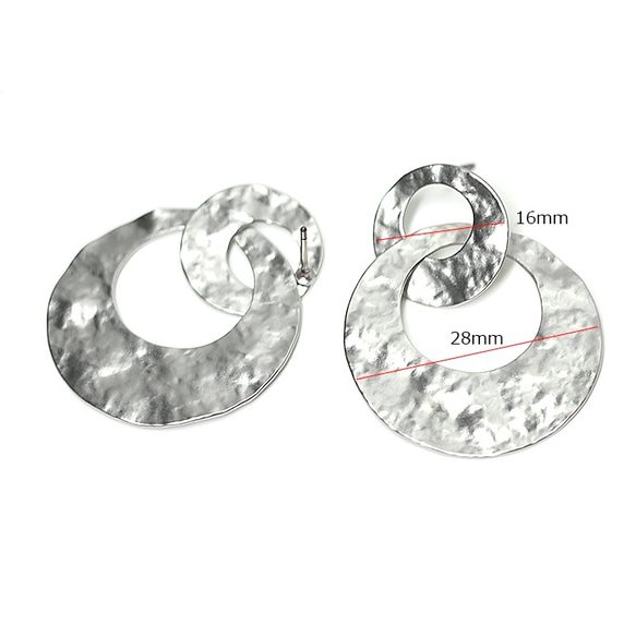 新作【1對】鈦芯！雙圈型泥銀耳環，大凹凸，零件 第3張的照片