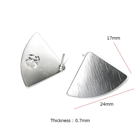 SALE【1ペア】チタン芯！質感あるマットシルバーカーブ三角形カン付きピアス、パーツ 3枚目の画像