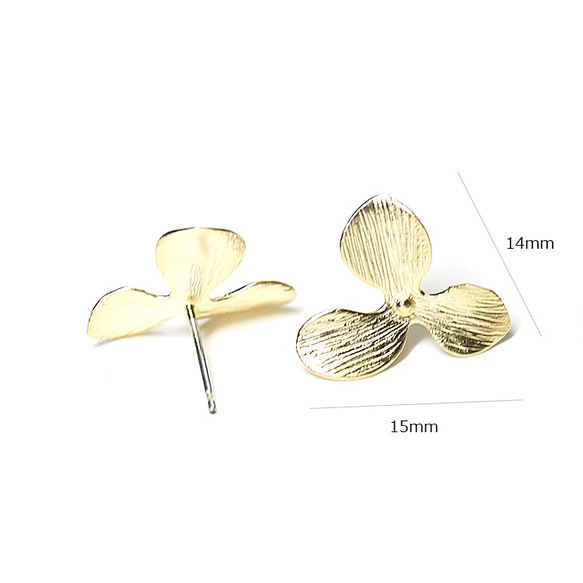 p2551-3 [1 對] 925 刻芯在中心！ Petal Flower Mad 金、銀 925 核心耳環、零件 第3張的照片