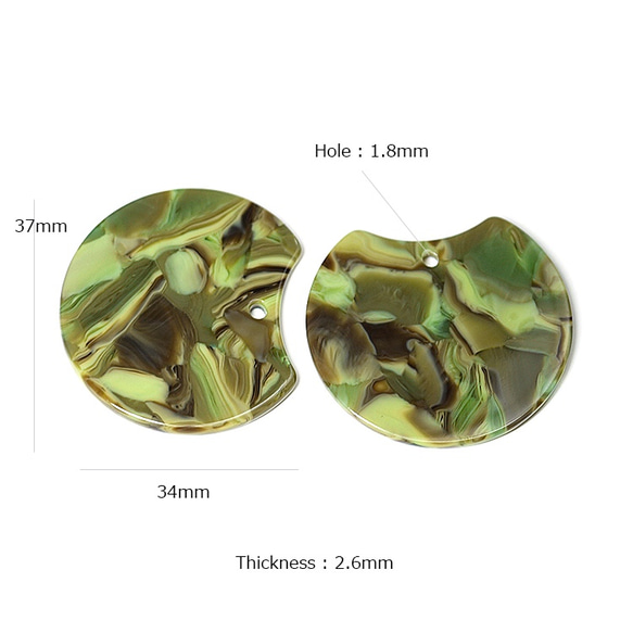銷售【每件2件】綠色和卡其色大理石色37毫米魅力AST068 第3張的照片