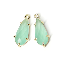 新作品[2件]薄荷色落地式玻璃金色魅力，吊墜 第1張的照片