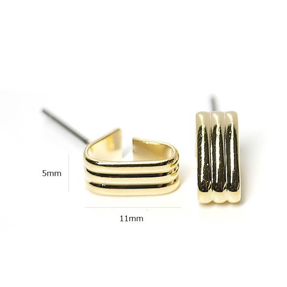 再販【1ペア】チタン芯！Clip Style 光沢ゴールドチタン芯ピアスパーツ 4枚目の画像